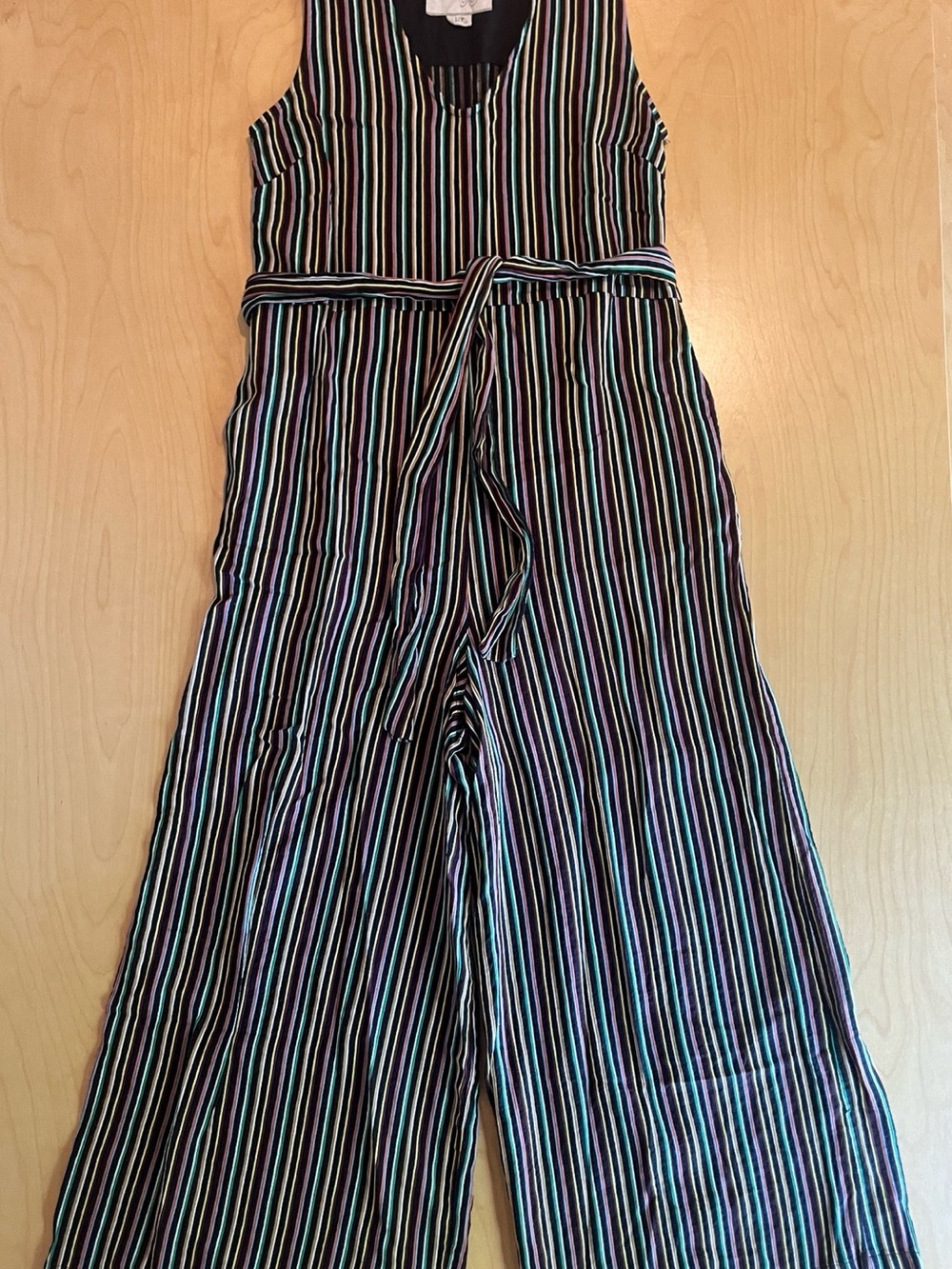 Ace & Jig Black Multicolor Striped Sleeveless Tie-Waist Jumpsuit - Picture 3 of 4